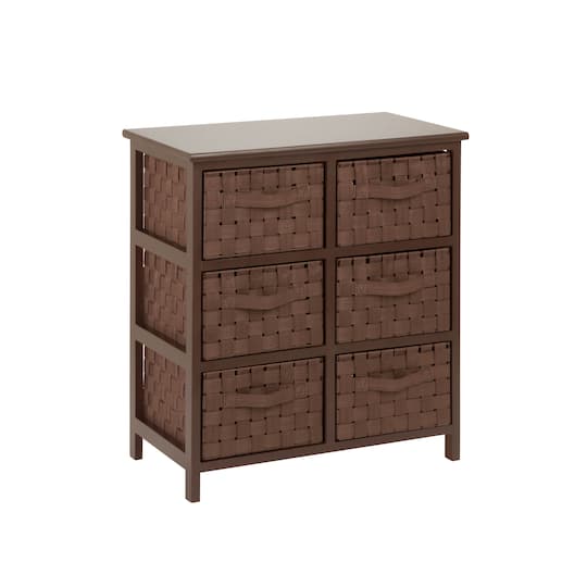 Honey Can Do Brown 6 Drawer Woven Strap Storage Chest